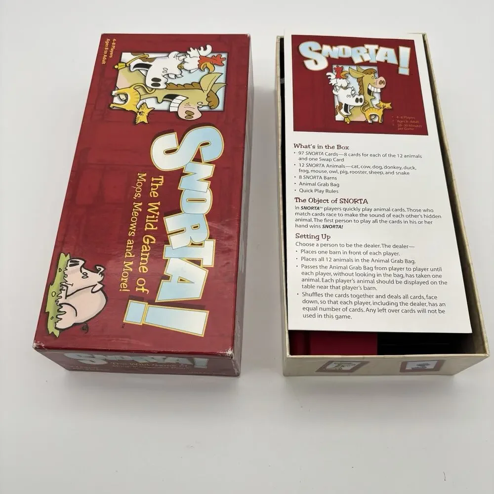 Snorta The Wild Game of Moos Meows & More 2004 VG Condition. 2 Pieces Missing